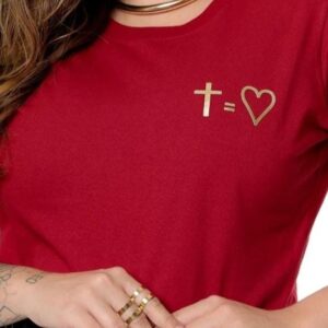 T shirt cruz coração